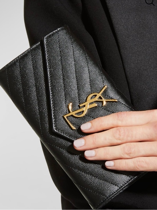 Saint Laurent Handbags - YSL CASSANDRE MATELASSÉ LARGE FLAP WALLET IN GRAIN DE POUDRE LEATHER
BLACK